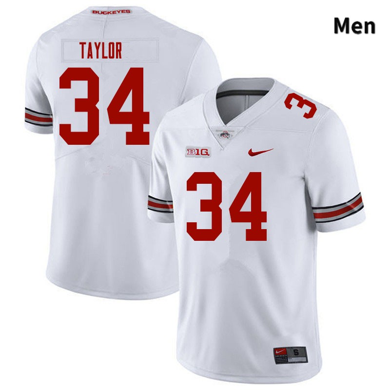 Ohio State Buckeyes Alec Taylor Men's #34 White Authentic Stitched College Football Jersey